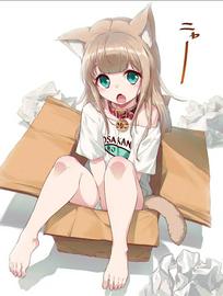 日本动画片动漫女孩40原艺术品猫女萝莉盒子里