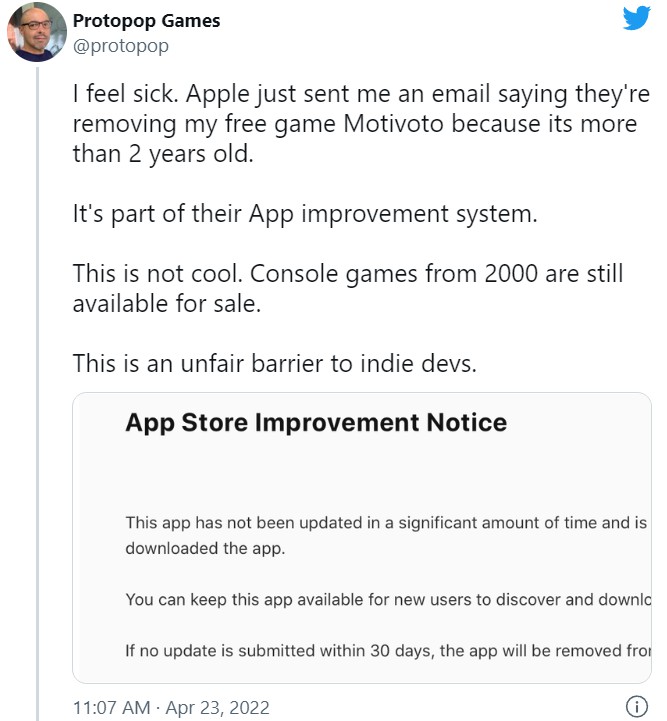 不更新App就给你删除 开发者称对苹果感到恶心