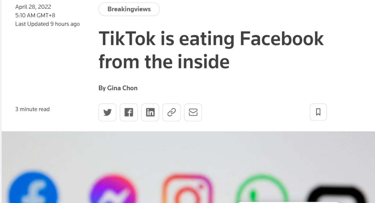 TikTok 正从内部“吞食”Facebook：吸走年轻用户，挑战霸主地位