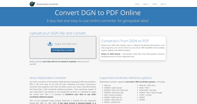 MyGeodata: 在线DGN转PDF格式转换器工具