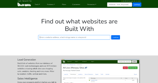 BuiltWith: 网站构建技术市场份额分析工具