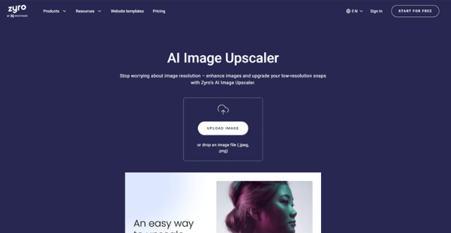 Zyro Image Upscaler: 在线AI图片无损放大工具