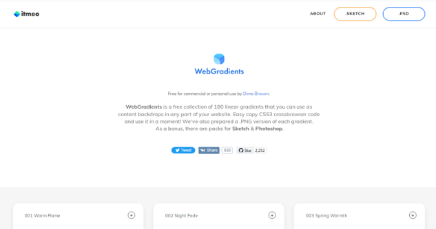 WebGradients:免费的在线渐变色代码复制工具