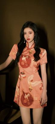 鞠婧祎旗袍美女全屏高清手机壁纸
