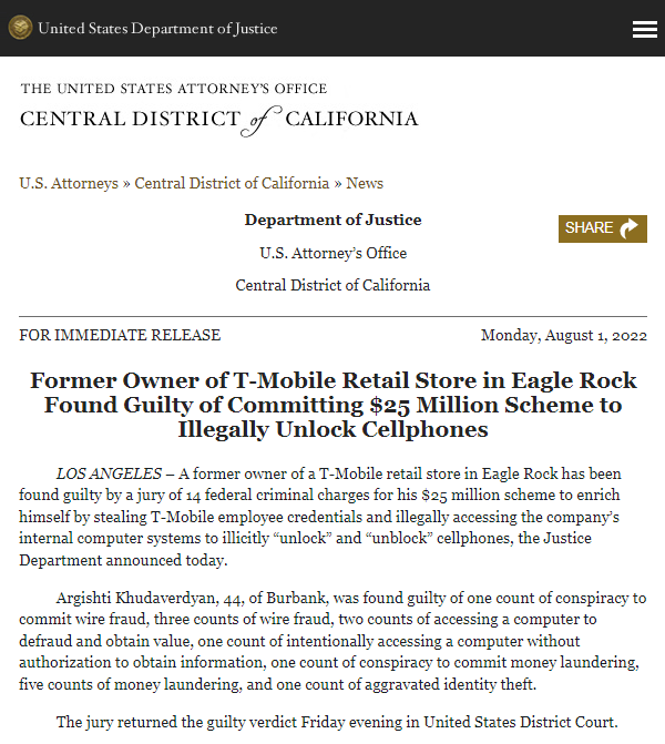 加州男子被曝以非法手段解锁T-Mobile合约机并获利2500万美元