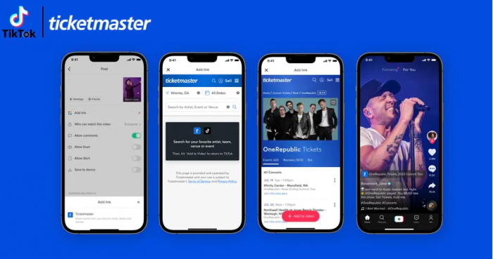 TikTok宣布与Ticketmaster合作 用户可直接购买知名歌手的演唱会门票
