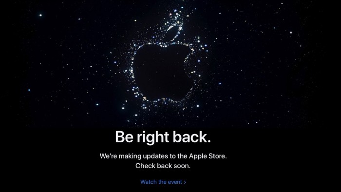 Apple Store停机维护 iPhone 14发布会即将开始