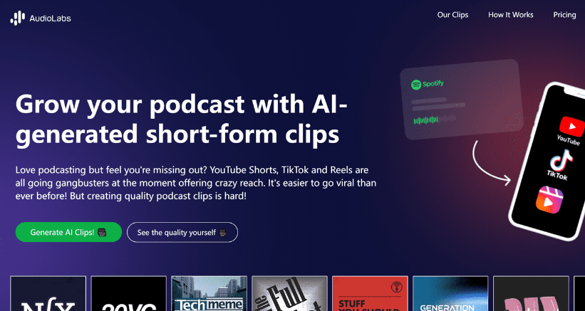 AudioLabs 用AI技术将你的播客剪辑成容易传播的短视频片段