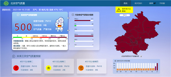北京发布大风沙尘暴双黄色预警：空气质量严重污染