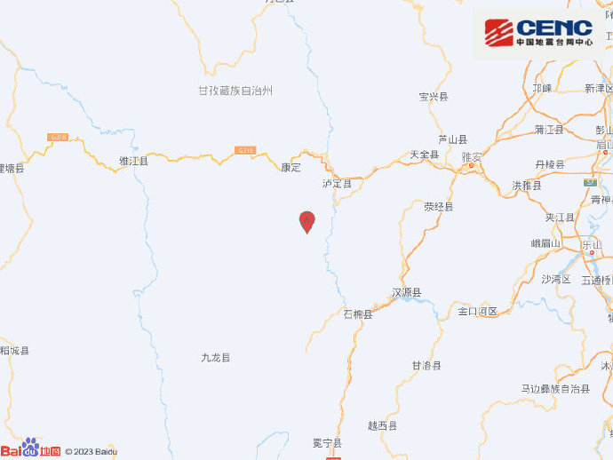 四川甘孜州泸定县发生4.3级左右地震
