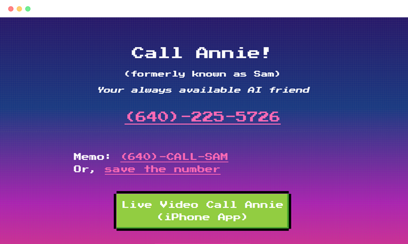Call Annie AI 与虚拟女性形象进行视频聊天的应用