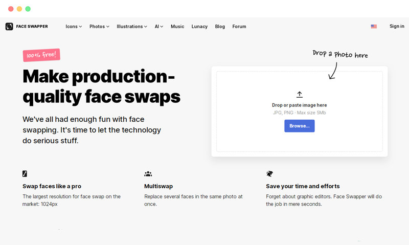 Face Swapper Icons8出品AI人工智能换脸工具