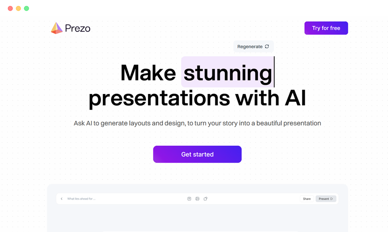 Prezo.ai 基于人工智能的AI自动生成制作PPT工具