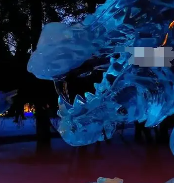 哈尔滨巨龙冰雕被游客掰掉牙齿