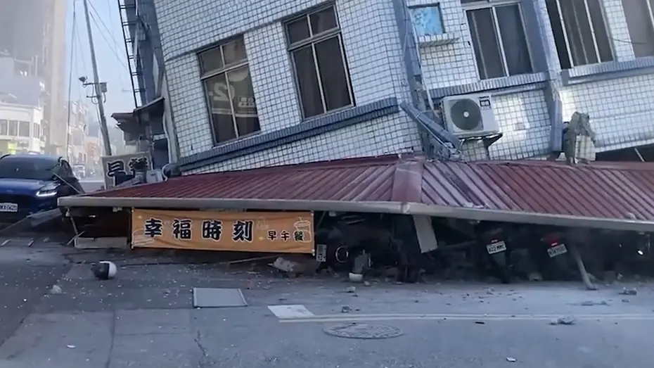台湾强震:全岛摇晃1分钟建筑倾斜