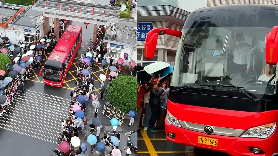 毛坦厂中学送考 头车再现91666号牌