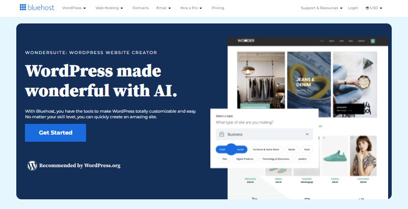 BlueHost WordPress网站构建器注入AI新功能
