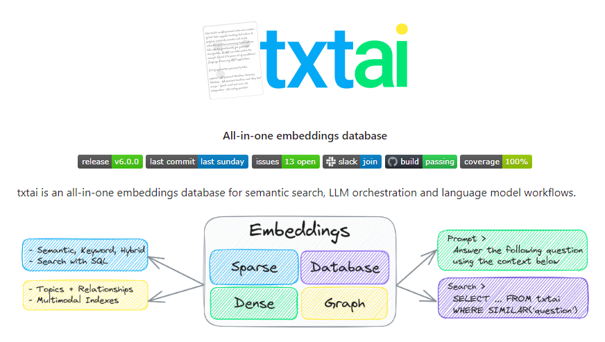 txtai：集成语义搜索、LLM编排和工作流
