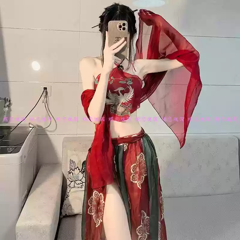 蝶恋瑰园 大码汉服女异域风情敦煌飞天舞蹈开衩裙表演服装西域沙漠拍摄写真-淘宝网