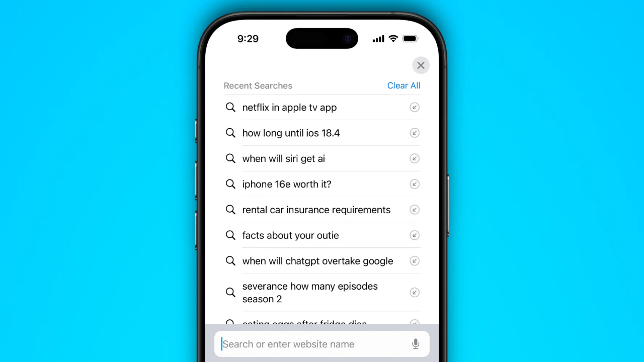 苹果在iOS 18.4中为Safari展示最近的关键词搜索记录 类似搜索引擎体验