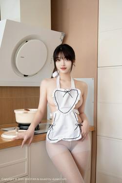 星颜社白露lulu性感白色围裙搭配性感诱人白色丝袜