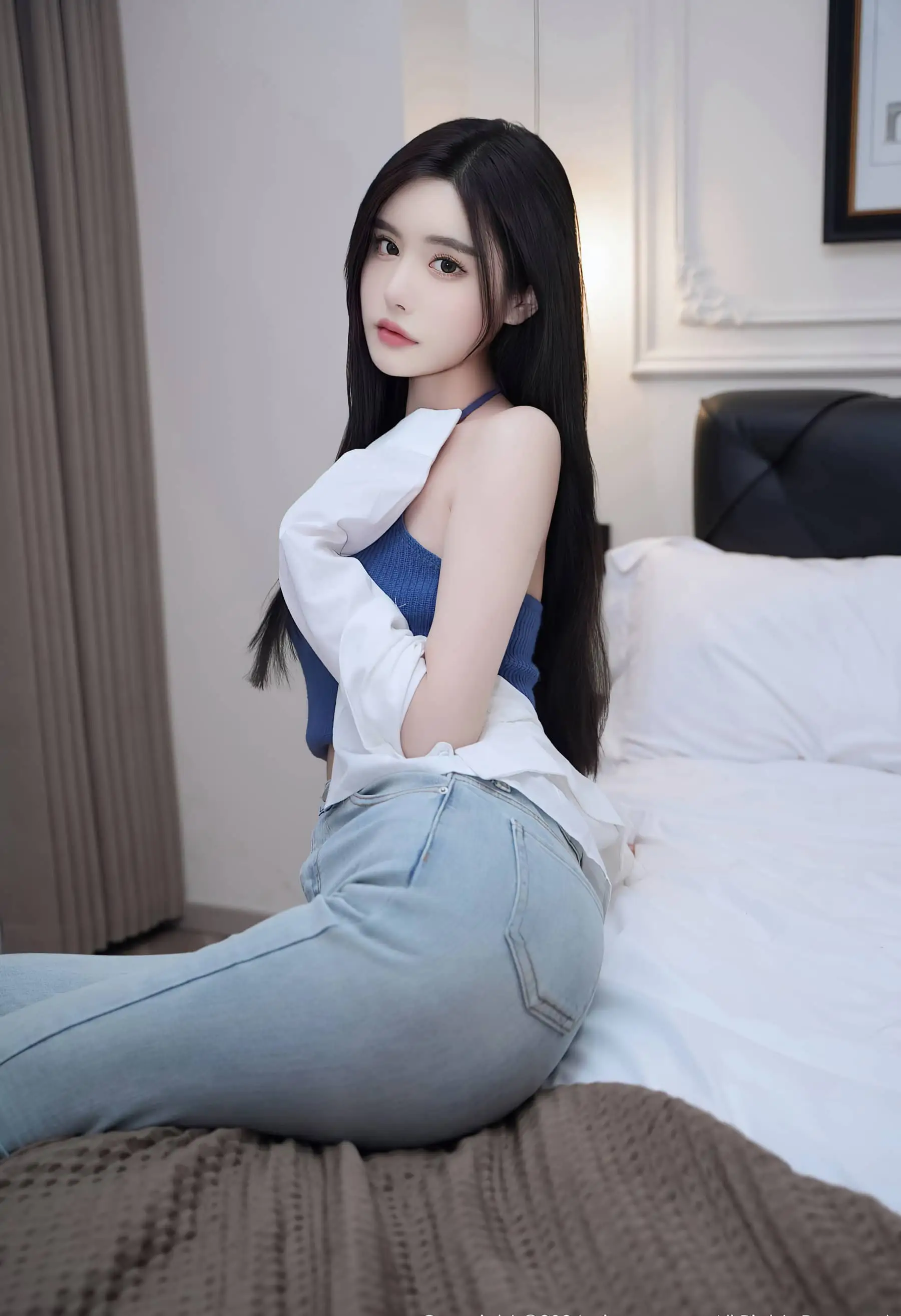 晚苏susu斜依白墙春上脸，不知道佳人为谁怜？