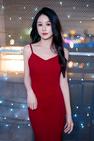 溯光之淼然_雪莉《千灯湖夜未央：红裙女神的光影诗篇》美图作品图片
