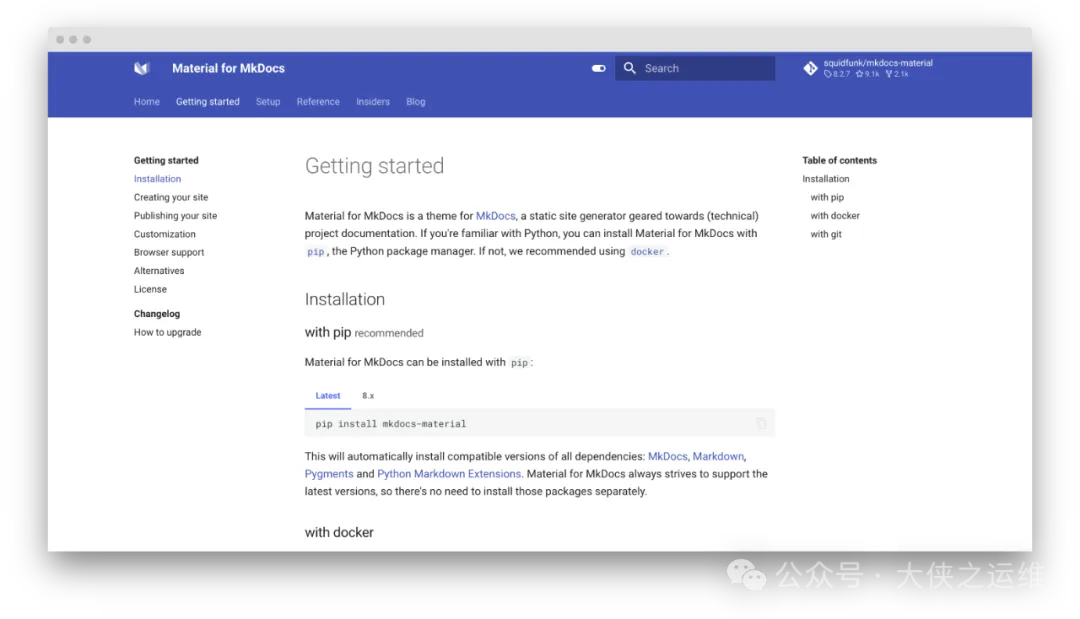 mkdocs-material构建在 MkDocs 之上的文档框架