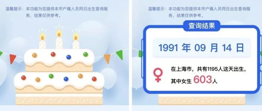上海有多少人与你“同年同月同日生”？现在就可以查！