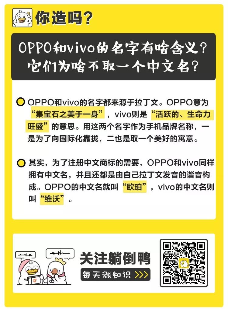 “OPPO”和“vivo”为啥不给自己起个中文名？