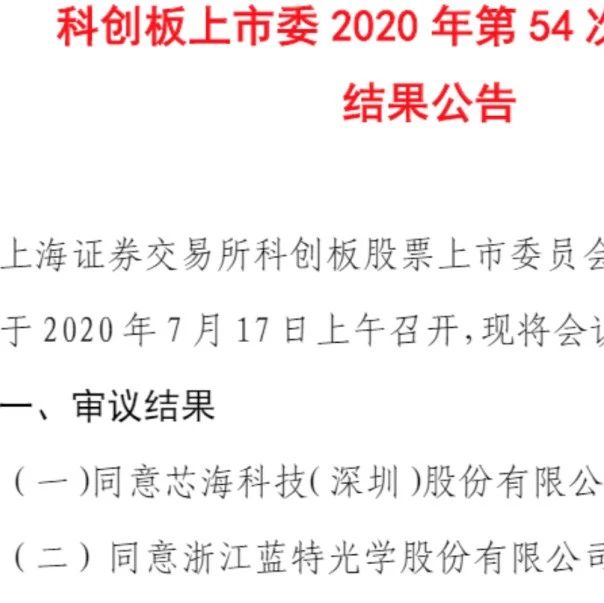 手机概念股精选：蓝特光学/芯海科技科创板IPO成功过会