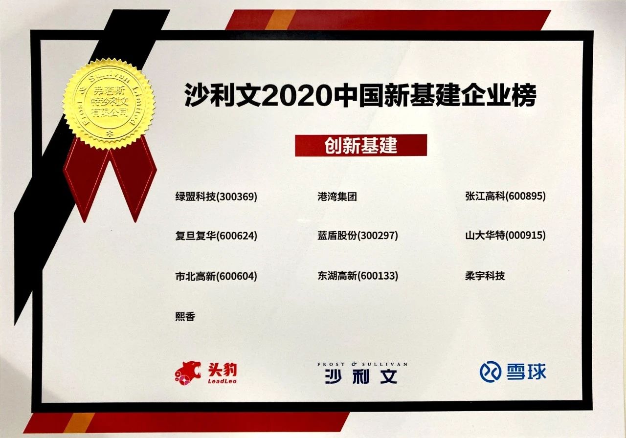 榜上有名｜绿盟科技入选沙利文2020中国新基建企业榜