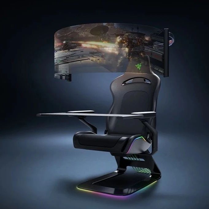 雷蛇展示概念级游戏椅：自带 60 英寸环绕屏 + RGB 照明