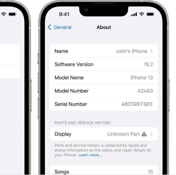 iOS 15.2开始 设置应用将新增“零件和服务历史”板块