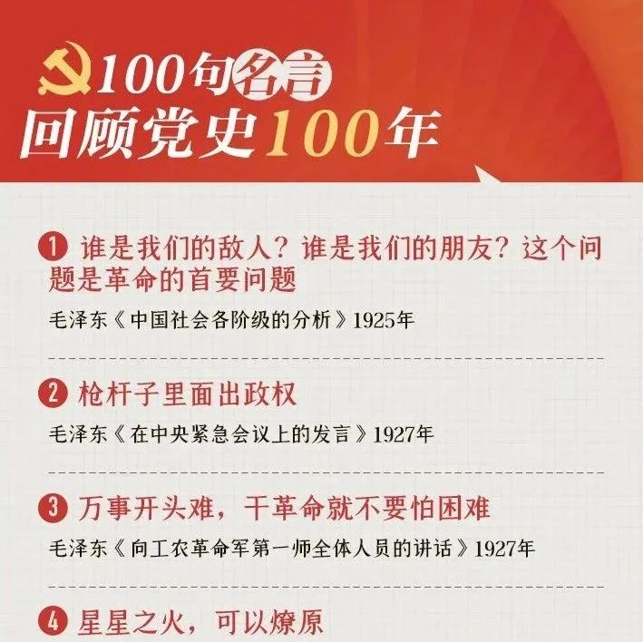 【党史学习教育】100句名言回顾党史100年