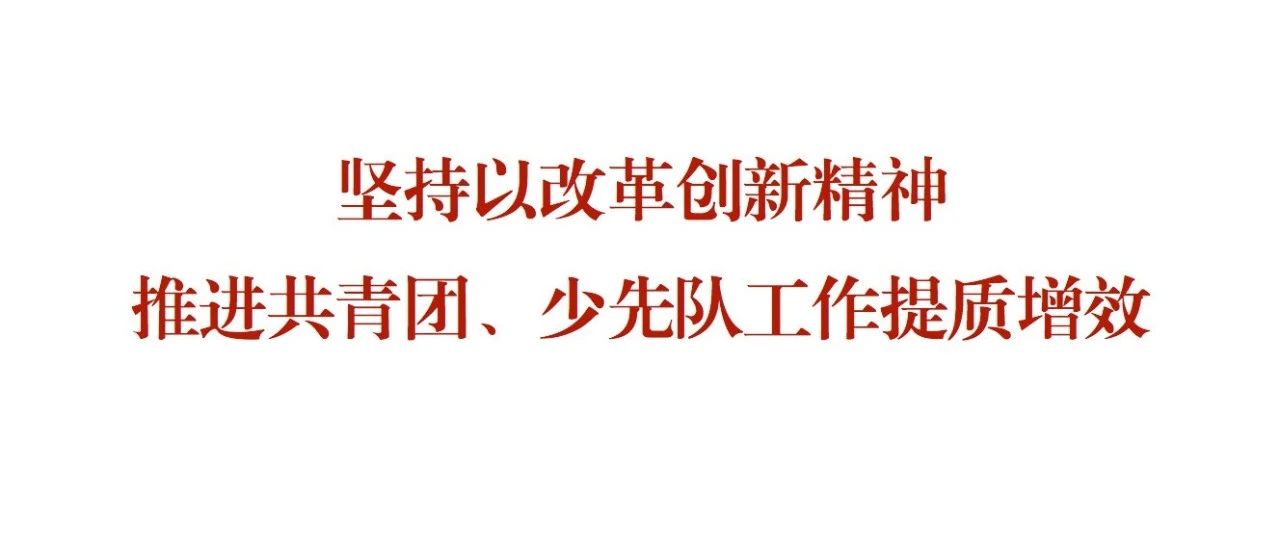 坚持以改革创新精神 推进共青团、少先队工作提质增效