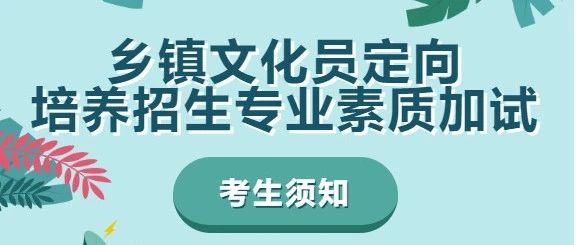 浙江艺术职业学院2021年乡镇文化员定向培养招生专业素质加试考生须知