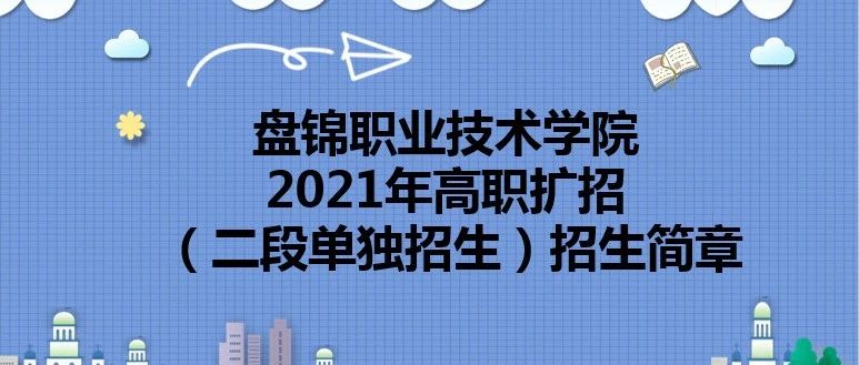 盘锦职业技术学院2021年高职扩招 （二段单独招生）招生简章