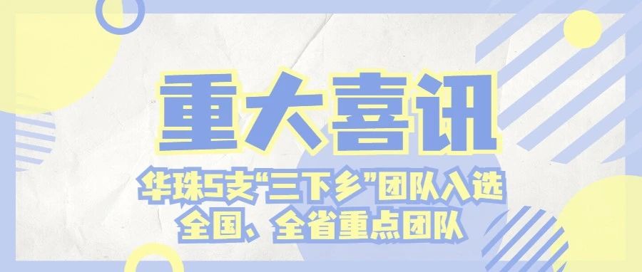 喜讯丨华珠5支“三下乡”团队入选全国、全省重点团队