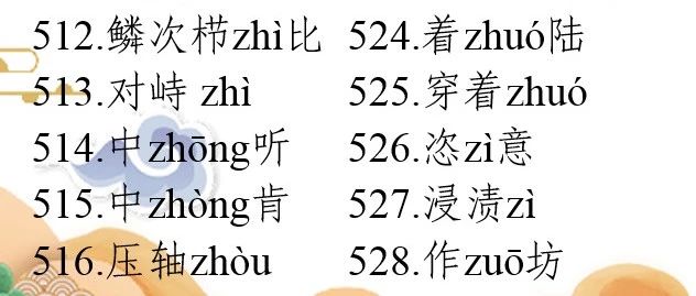 普通话528例易读错字词