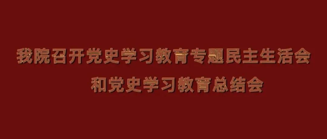 我院召开党史学习教育专题民主生活会和党史学习教育总结会