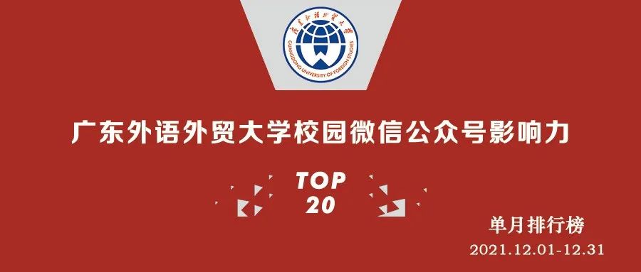 榜单公布丨广外校园微信公众号影响力20强（2021年12月）