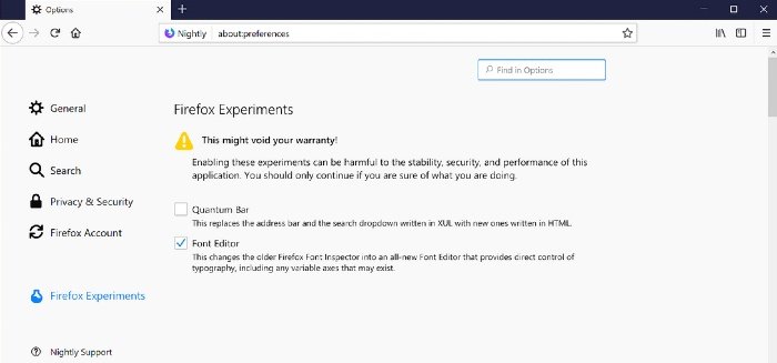 Firefox 79将允许用户测试未发布的实验功能