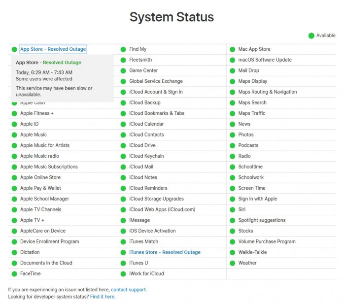 App Store和iTunes Store出现短暂宕机 苹果官方并未披露原因