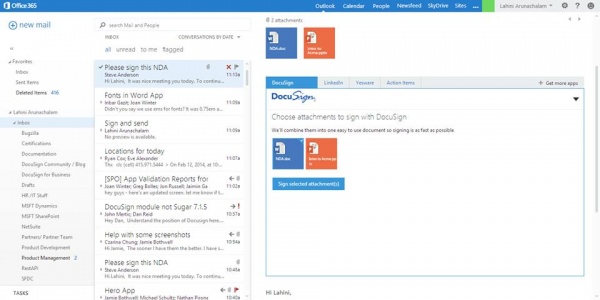 微软与DocuSign达成合作 Office365加入数字签名