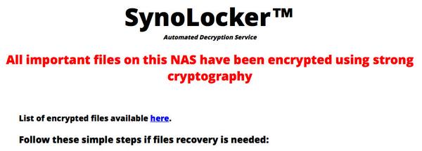 Synology（群晖）NAS用户被黑，黑客要挟支付赎金