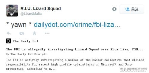 作死成功 FBI正式调查黑客Lizard Squad