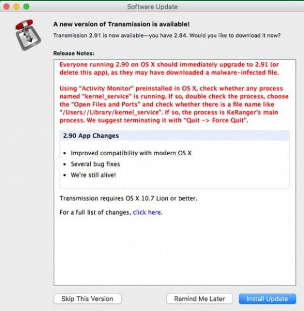 苹果OS X用户首次遭到勒索软件的侵袭
