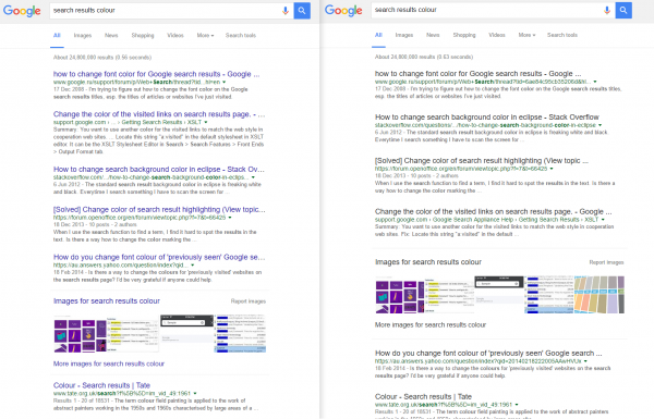 谷歌搜索在测试：搜索结果字体变色了