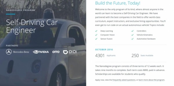硅谷在线教育机构Udacity开全球首门“无人驾驶车工程师”课程